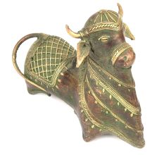 Sitting Nandi Brass Figurine in Brass
