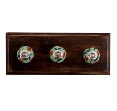 Red Anthurium Ceramic Wooden Hooks