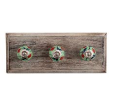 Red Anthurium Ceramic Wooden Hooks