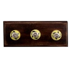 Black Leaf Ceramic Wooden Hooks