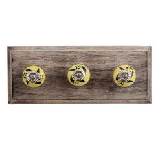 Black Leaf Ceramic Wooden Hooks