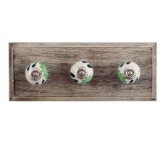 Anemone Ceramic Wooden Hooks