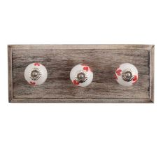 Red Heart Ceramic Wooden Hooks