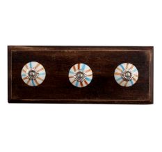 Blue Brown Rays Ceramic Wooden Hooks