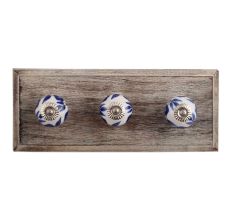 Geranium Ceramic Wooden Hooks