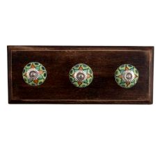 Rangoli Work Ceramic Wooden Hooks