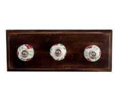 Cherry Lily Ceramic Wooden Hooks