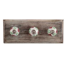 Cherry Lily Ceramic Wooden Hooks