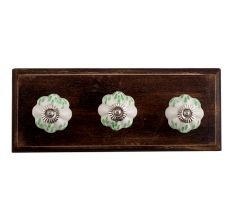 Green Leaf Ceramic Wooden Hooks
