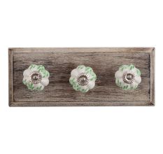 Green Leaf Ceramic Wooden Hooks