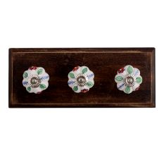 Red Dahlia Ceramic Wooden Hooks