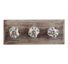 Red Dahlia Ceramic Wooden Hooks