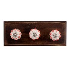 Poopy Flower Ceramic Wooden Hooks