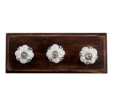 Light Blue Ceramic Wooden Hooks