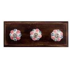 Royal Pink Ceramic Wooden Hooks