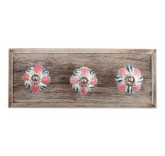 Royal Pink Ceramic Wooden Hooks