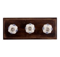 Blue Protea Ceramic Wooden Hooks