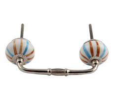 Blue Brown Rays Ceramic Bridge Handle