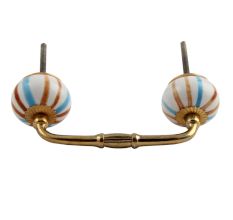 Blue Brown Rays Ceramic Bridge Handle
