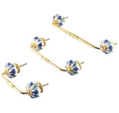 Blue Floral Ceramic Bridge Handle