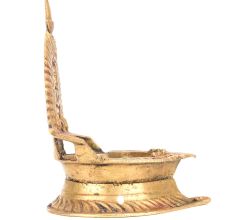 Brass Lamp with a Depiction of Goddess Lakshmi Embossed in It