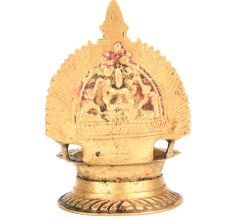 Brass Lamp with a Depiction of Goddess Lakshmi Embossed in It