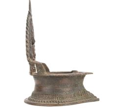 Oil Lamps Hand Cast in Bronze Alloy Depict An Image of Laxmi, Flanked by Two Elephants