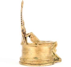 Old Brass Oil Lamp Goddess Laxmi Original Temple Deepak Rich Patina