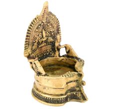 Brass Kamakshi Religious Hindu Goddess Laxmi Diwali Puja Temple Diya Oil Lamp