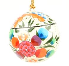 White Floral Hanging Decor For Christmas Tree Handmade Paper Mache Ball Ornaments