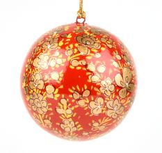 Orange Paper Mache Hanging Balls Christmas Ornaments Handmade Colorful