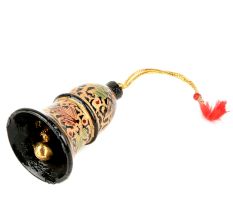 Cream Black Hand Painted Hand Hanging Paper Mache Bell