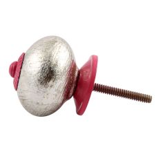 Silver Pink Fitting Round Ceramic Knob