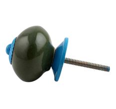 Olive Round Turquoise Fitting Ceramic Knob