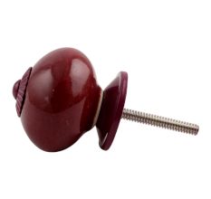 Cherry Solid Round Purple Fitting Ceramic Knob