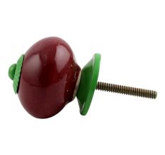 Cherry Solid Round Green Fitting Ceramic Knob