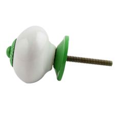 White Green Fitting Ceramic Knob