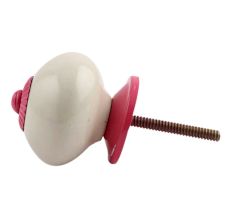 Cream Round Pink Fitting Ceramic Knob