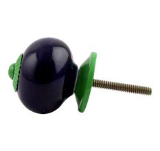 Navy Blue Round Green Fitting Ceramic Knob