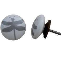 White Grey Butterfly Knob