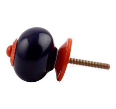 Navy Blue Round Orange Fitting Ceramic Knob