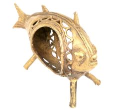 Handmade Dhokra Brass Fish Napkin Holder