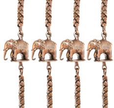 Brass Swing Chain Set With Handmade Elephant And Peacock Statues (Set Of 4 Piece)