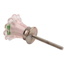 Pink Daisy Green Crystal Glass Drawer Knob