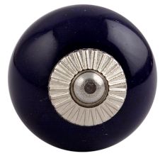 Navy Blue Silver Fitting Ceramic Knob