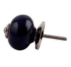 Navy Blue Silver Fitting Ceramic Knob