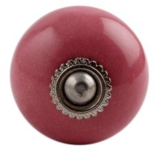 Dark Pink Silver Fitting Ceramic Cabinet Knob