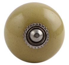 Spanish Olive Silver Fitting Ceramic Dresser Knob