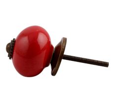 Solid Red Antique Fitting Ceramic Drawer Knob