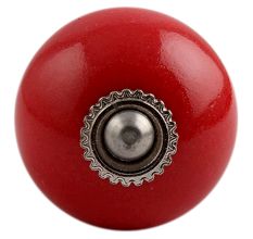 Solid Red Silver Fitting Ceramic Dresser Knob